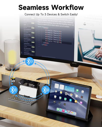 Portable Foldable BT Keyboard with Hidden Stand Wireless