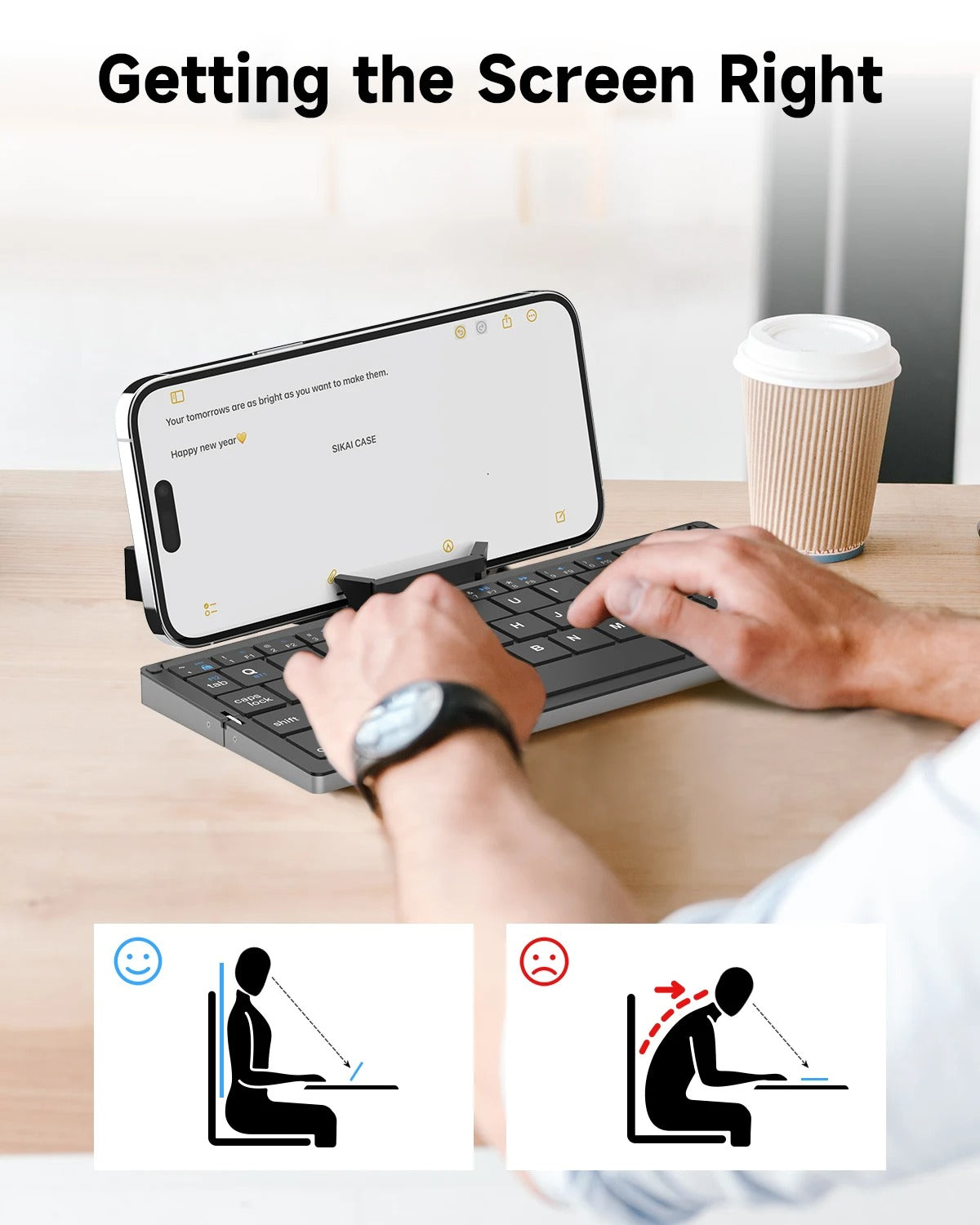 Portable Foldable BT Keyboard with Hidden Stand Wireless