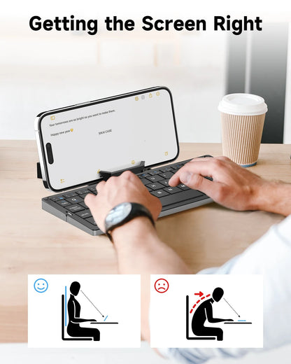 Portable Foldable BT Keyboard with Hidden Stand Wireless
